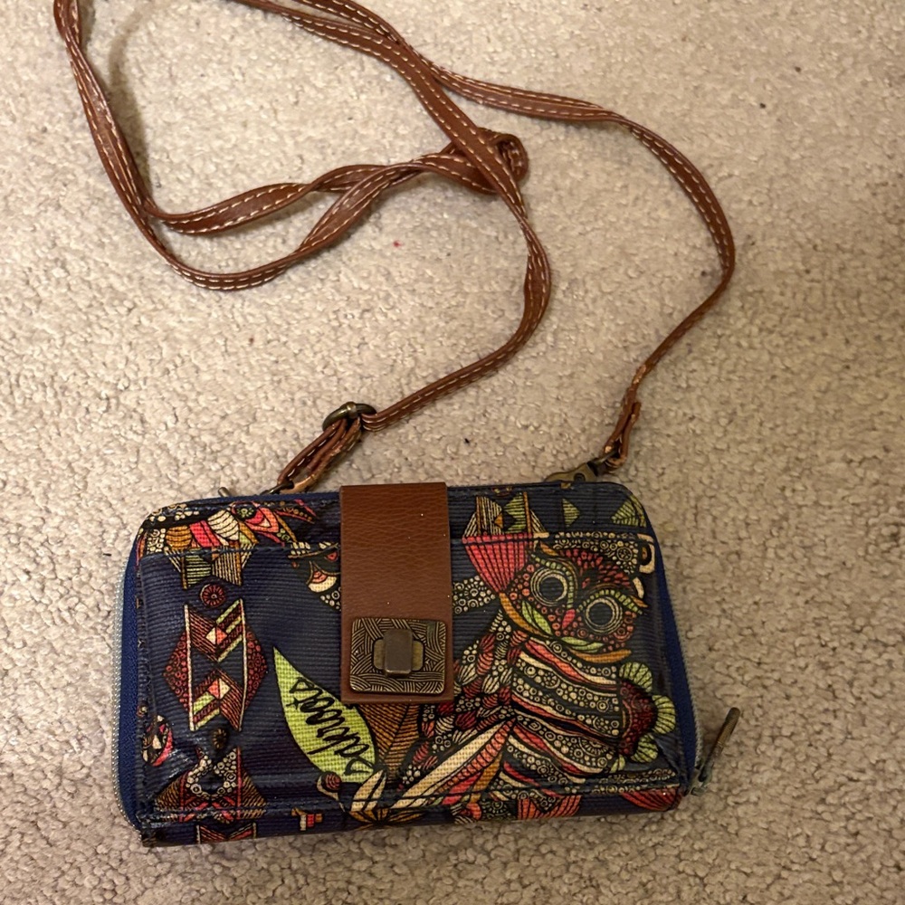 SAKROOTS Brown and Blue Crossbody Bag